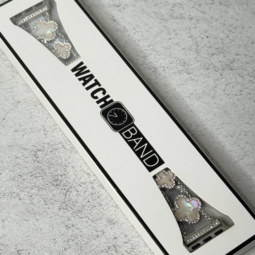 Silver and White Watch Band